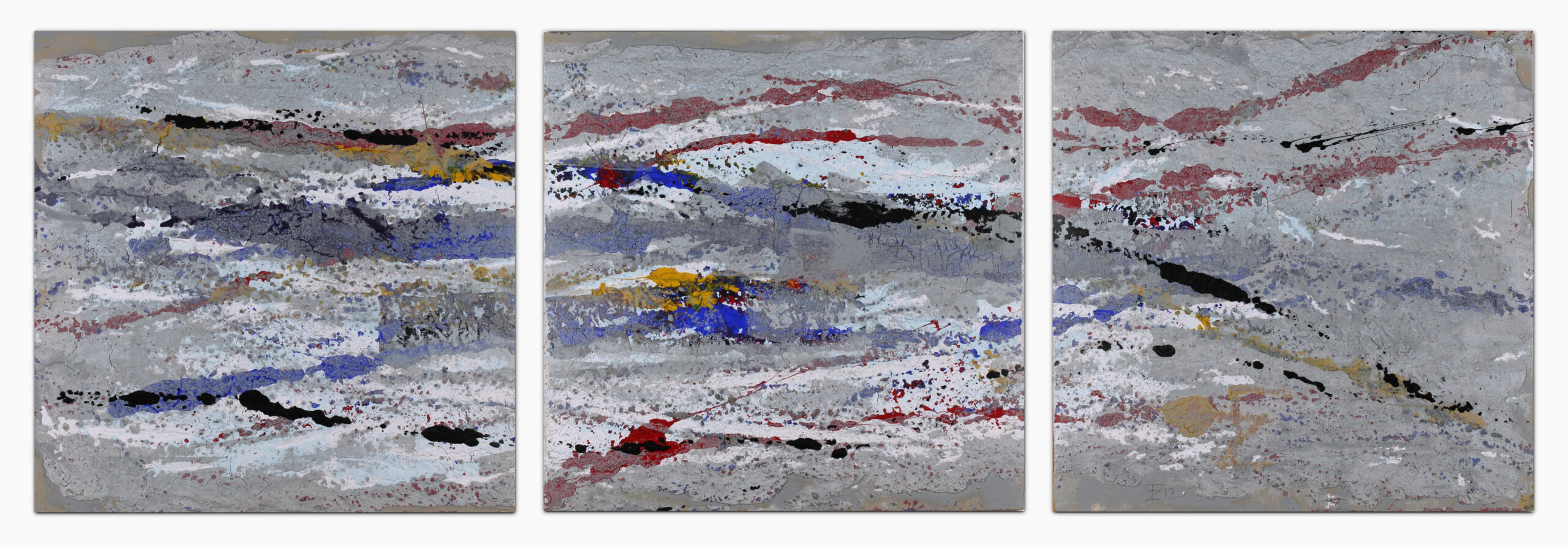 Friedrich Zirm I Der Swarm I 2013 I Acryl, Sand, Kies auf Holz I 300 X 100